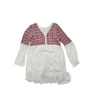 Xhilaration Boho Coastal Cowgirl Embroidered Rayon Long Sleeve Ruffle Dress